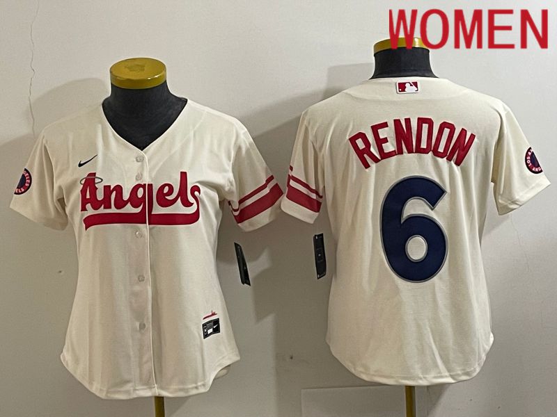 Women Los Angeles Angels #6 Rendon Cream City Edition 2024 Nike MLB Jersey style 1-0